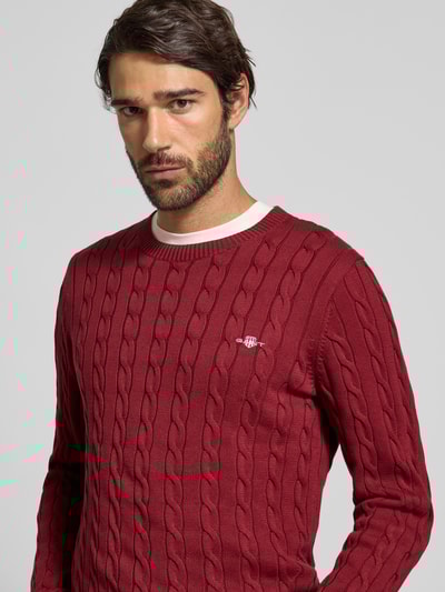 Gant Strickpullover mit gerippten Abschlüssen Bordeaux 3