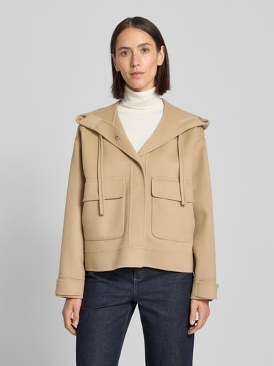 Weekend Max Mara Regular Fit Jacke mit Kapuze aus Woll-Mix Modell 'GARY' Camel 4
