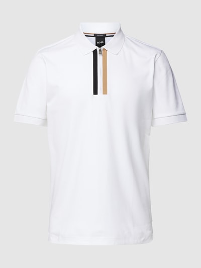 BOSS Slim Fit Poloshirt mit Kontrastsreifen Weiss 2