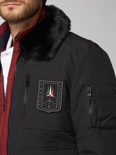 Aeronautica Militare Bomber mit Webpelzkragen Black 3