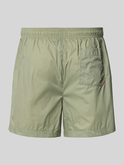Produktfoto, Badeshorts mit Label-Print Modell 'HAITI' von HUGO in Optik: Unifarben, elastischer Bundabschluss, Gesäßtasche, glatte Textur