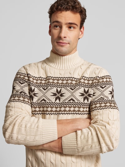 SELECTED HOMME Strickpullover mit gerippten Abschlüssen Modell 'FLAKE' Beige 3