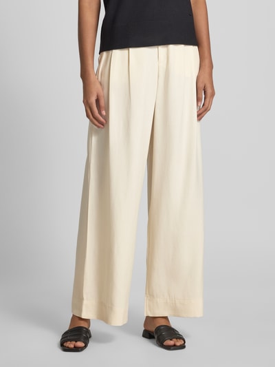 Selected Femme Wide Leg Bundfaltenhose aus Lyocell-Leinen-Mix Modell 'NATUK' Offwhite 4