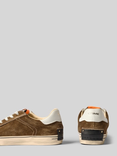 Produktfoto, Sneaker mit Label-Print von Crime London in Braun mit Kontrastbesatz, strukturierter Sohle und Schnürverschluss, für Herren