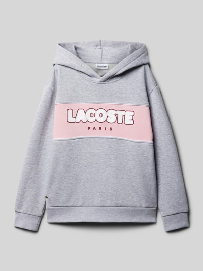 Lacoste Bluza z kapturem z nadrukiem z logo Średnioszary melanż 1