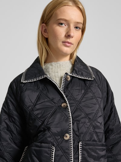 Pieces Regular Fit Steppjacke mit Statement-Nähten an Säumen Modell 'NAIMA' Black 3