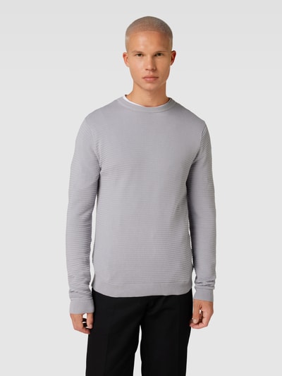 JACK & JONES Strickpullover im fein strukturierten Design Modell 'WILLIAM' Hellgrau 4