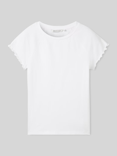Tom Tailor Denim Slim Fit T-Shirt aus Rippstrick Weiss 2