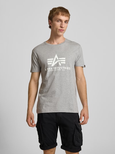 Alpha Industries T-Shirt mit Logo und Rundhalsausschnitt Hellgrau 4