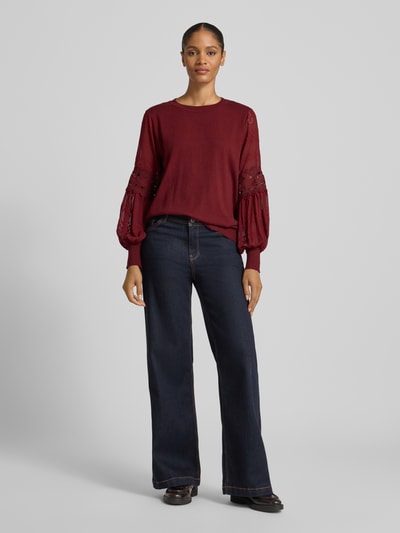 Apricot Strickpullover mit gerippten Abschlüssen Bordeaux 1