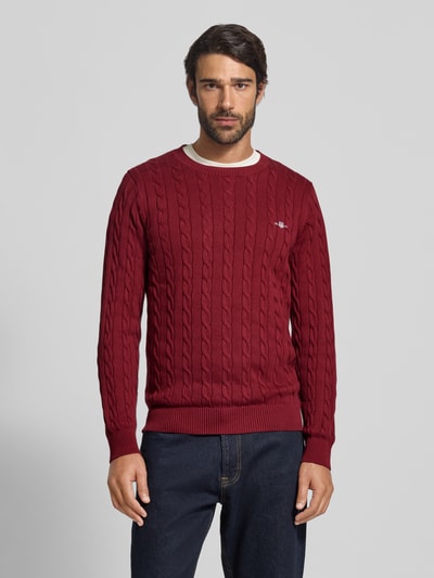 Gant Strickpullover mit gerippten Abschlüssen Bordeaux 4
