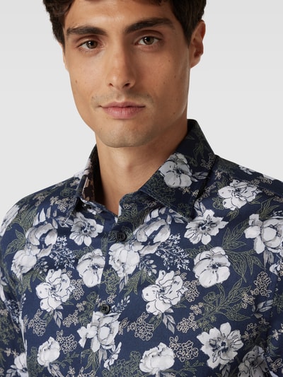 SELECTED HOMME Slim fit vrijetijdsoverhemd met all-over motief, model 'ETHAN' Donkerblauw - 3