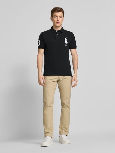 Polo Ralph Lauren Custom Slim Fit Poloshirt mit Logo-Stitching BLACK 1