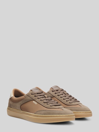 BOSS Sneakers van echt leer met labelopschrift Taupe - 2