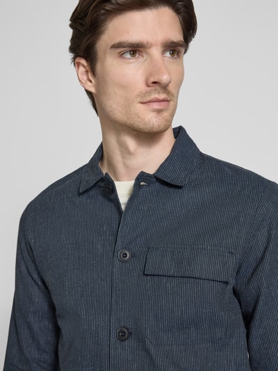 Casual Friday Regular fit overshirt van linnenmix, model 'MYLES' Donkerblauw - 3