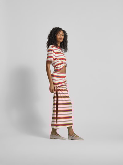 Rabanne T-Shirt mit Raffungen Rot 1