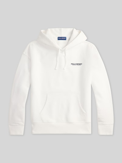 Produktfoto, Relaxed Fit Hoodie aus Baumwoll-Mix von Polo Ralph Lauren in Weiß, unifarben, Label-Schriftzug, Kängurutasche, Sweatstruktur