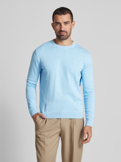 Tom Tailor Regular Fit Strickpullover aus reiner Baumwolle Hellblau 4