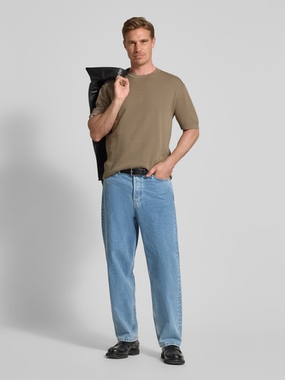 Drykorn Gebreid shirt met structuurmotief, model 'Derico' Zand - 1