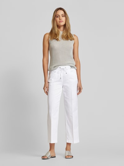 TONI Wide leg stoffen broek met verkort model, model 'Sue' Wit - 1