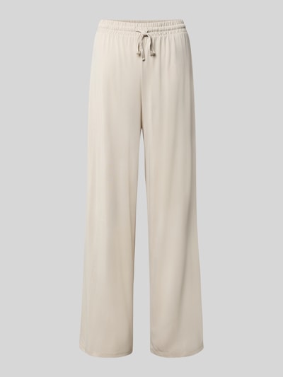 Produktfoto, cremefarbene Weite Hose aus Viskose-Mix Modell 'ANORA' von PIECES, glatter Stoff, Damen Weite Hose von PIECES