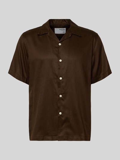 SELECTED HOMME Regular Fit Freizeithemd aus Lyocell-Leinen-Mix Modell 'REGNOA' Dunkelbraun 2