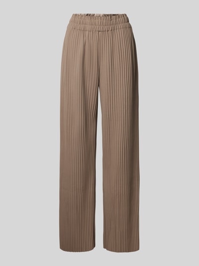 YAS High waist broek met plooien, model 'ALISA' Taupe - 2