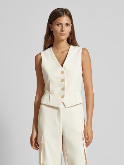 Patrizia Pepe Gilet met paspelzakken, model 'Gilet' Offwhite - 4