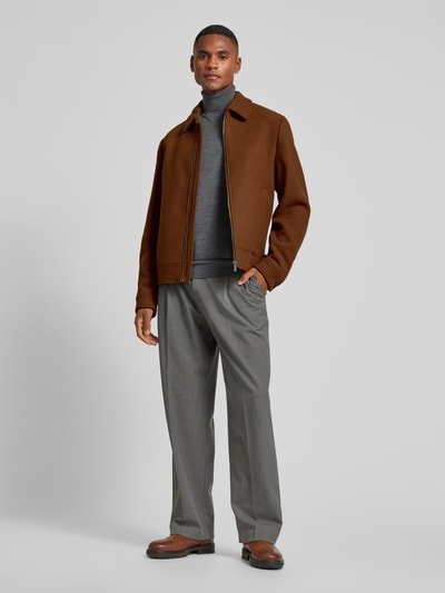 SELECTED HOMME Jack met platte kraag, model 'NEW FILIP' Cognac - 1