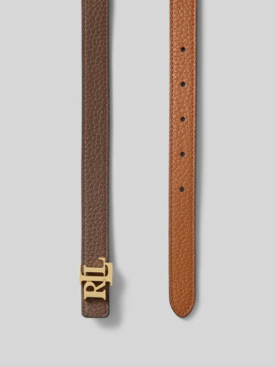 Produktfoto, Gürtel aus Rindsleder mit Wendefunktion von Lauren Ralph Lauren in Braun und Cognac, klassische Form, Label-Detail, Breite 2 cm