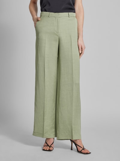 THE KOOPLES Regular fit linnen broek met persplooien Lichtgroen - 4