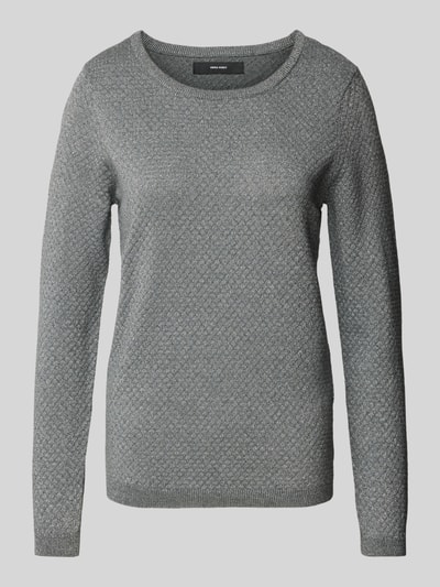 Vero Moda Sweter z dzianiny o kroju regular fit z efektowną przędzą model ‘CARE SHINE’ Antracytowy 2