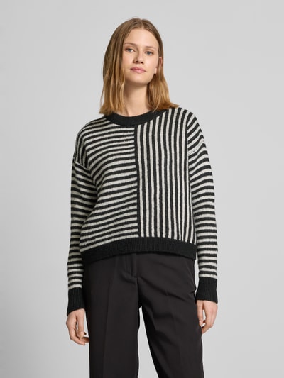 Vero Moda Regular Fit Strickpullover mit Streifenmuster Modell 'URANUS' Black 4