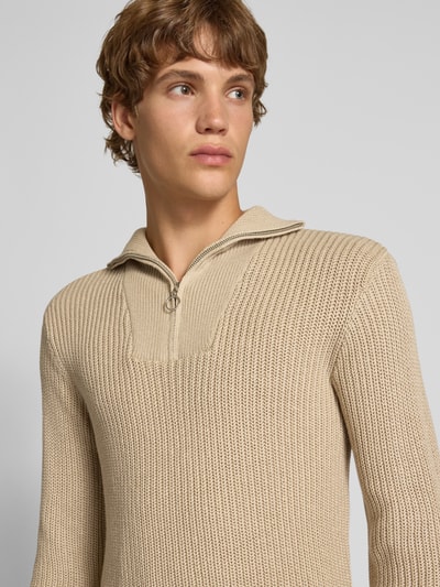 Blend Troyer mit Label-Detail Modell 'DENO' Beige 3