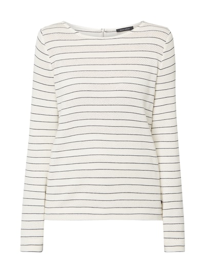 Marc O'Polo Pullover mit perforiertem Streifenmuster  Offwhite 2