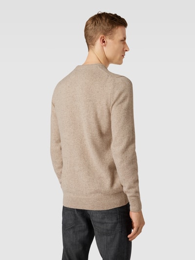 Barbour Strickpullover aus Escorial Woll-Mix mit Label-Stitching Sand Melange 5