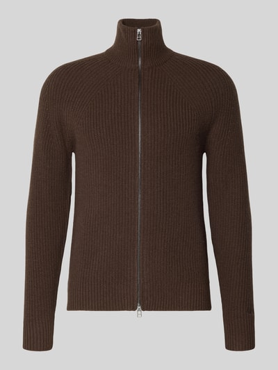 Forét Regular fit gebreid jack van zuivere wol Donkerbruin - 2