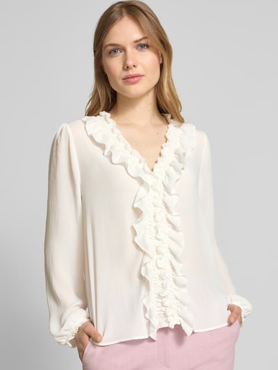 Marc Cain Regular fit blouse met ruches Offwhite - 3