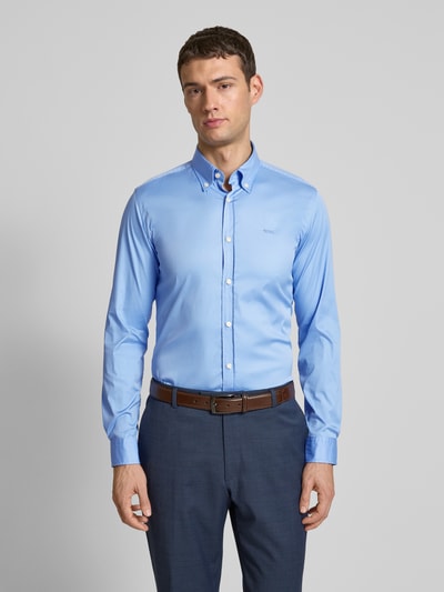 BOSS Regular fit zakelijk overhemd met labelstitching, model 'Roan' Bleu - 4