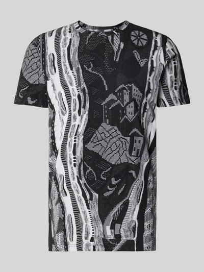 CARLO COLUCCI T-Shirt mit geripptem Rundhalsausschnitt Anthrazit Melange 2