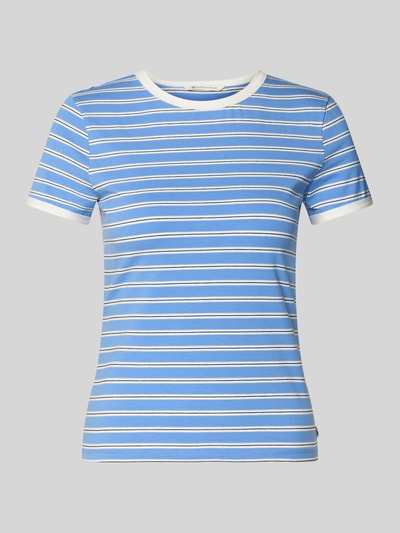 Produktfoto, Regular Fit T-Shirt aus Baumwoll-Mix von Tom Tailor Denim, Mehrfarbig, Gestreift, Label-Patch, Rundhals, Kurzarm, Jersey