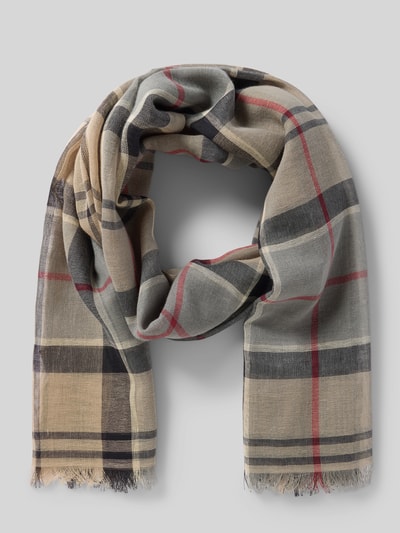 Produktfoto, Szal aus Baumwoll-Leinen-Mix Modell 'WELTON' von Barbour, kratka, mieszanka bawełny i lnu, cieniowana przędza, wyhaftowane logo
