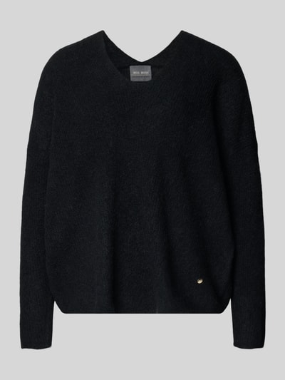 MOS MOSH Oversized gebreide pullover met ribboorden, model 'THORA' Zwart - 2