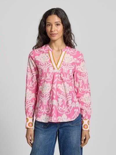 Emily Van den Bergh Regular Fit Bluse mit Tunikakragen Pink 4