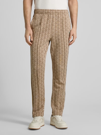 Lacoste Spodnie dresowe o kroju regular fit z dodatkiem bawełny Beżowy 4