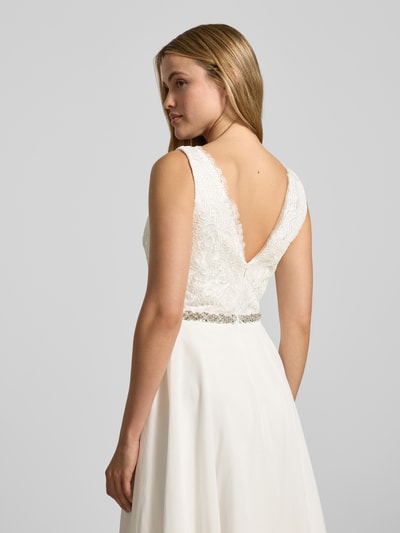 Mascara Brautkleid mit floraler Spitze und Ziersteinen Ecru 6