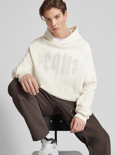 PEQUS Hoodie met labelprint, model 'Mythic' Offwhite - 3