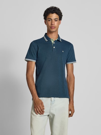 Jack & Jones Slim Fit Poloshirt mit Logo-Stitching Modell 'PAULOS' Rauchblau 4