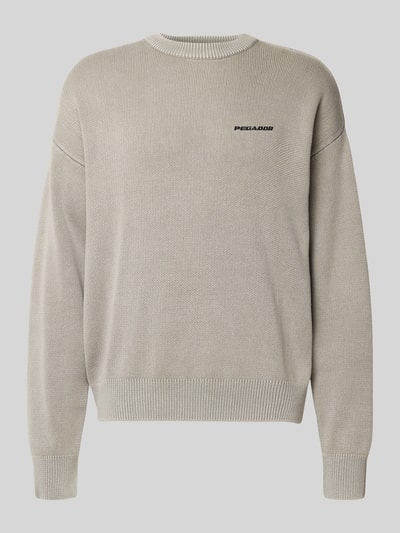 Pegador Oversized gebreide pullover met logo en ronde hals Lichtgrijs - 2