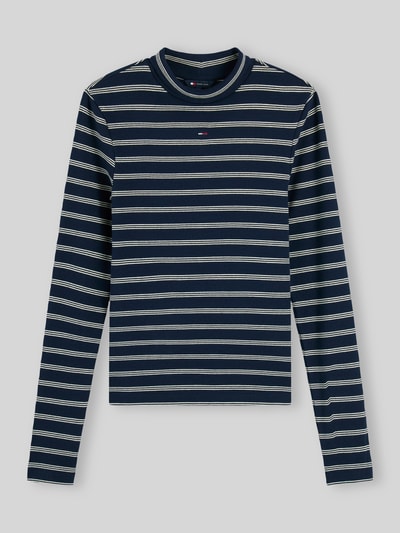 Tommy Jeans Slim Fit Langarmshirt mit Mock Neck Marine 2